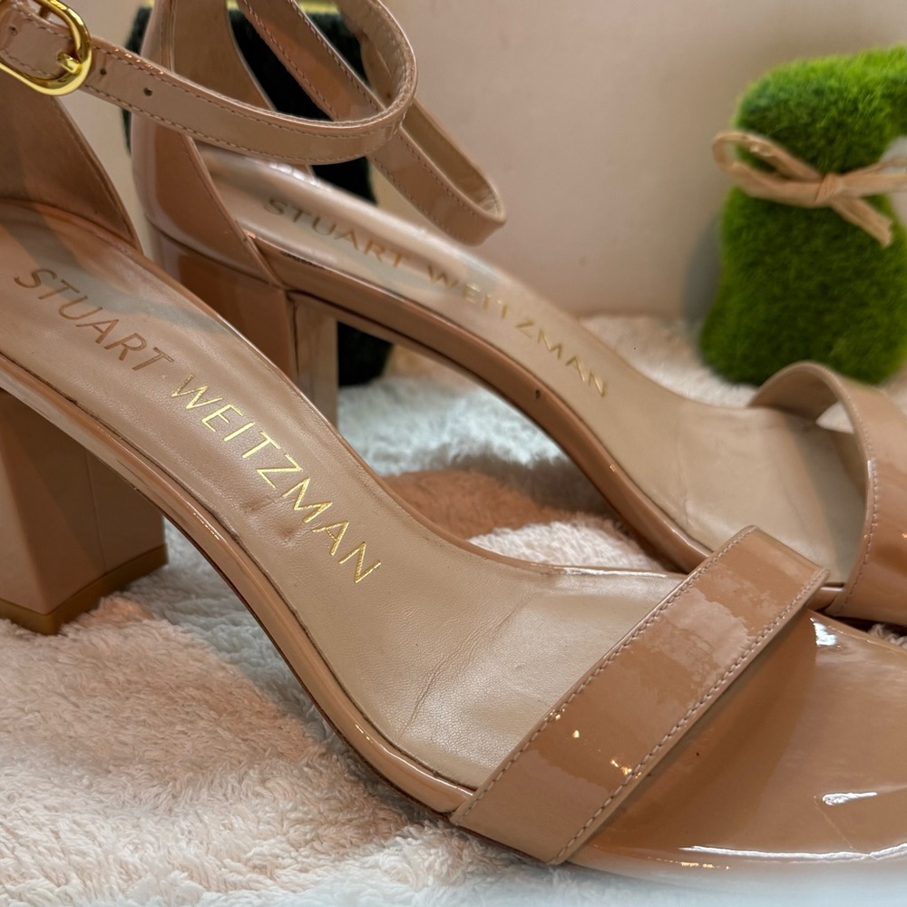 Stuart Weitzman Nude Block Heel Sandals